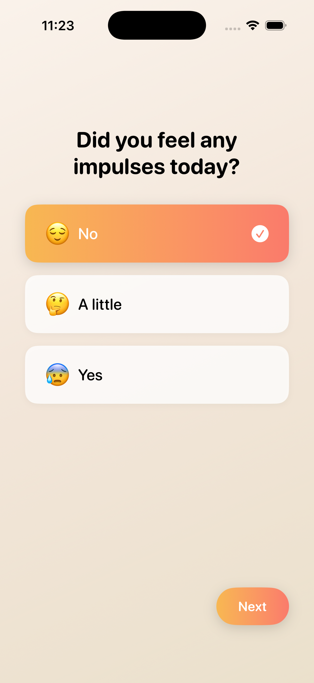 Daily check-in and home screen